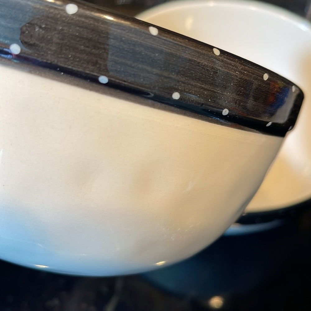 Rae Dunn 3 Nesting Mixing Bowl Set Black White Polka Dots Dimples Mix Dash Pinch - Picture 6 of 14